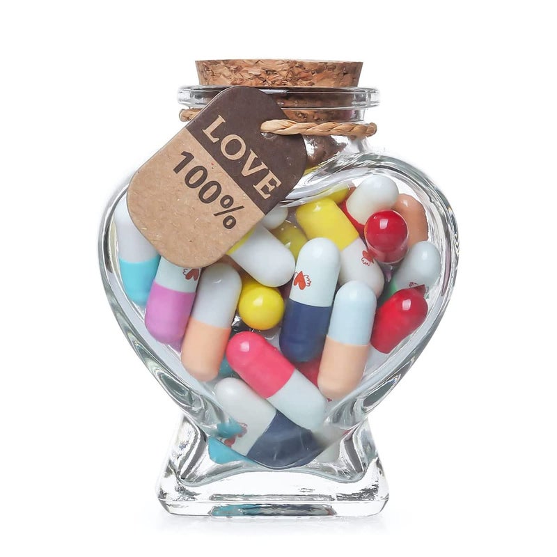 Hefonti Capsule Message in a Bottle - 50pcs Cute Capsule Pills Gift for Girlfriend Boyfriend Women Wife Husband  Love Pills Letter for Birthday Christmas Anniversary Valentine Day Mothers Day Gift - Image 1